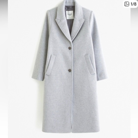 Abercrombie & Fitch Jackets & Blazers - Abercrombie & Fitch Light Gray Long Wool-Blend Single-Breasted Coat